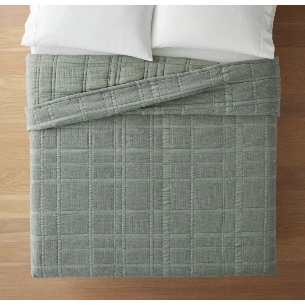 King+ Waffle Matelasse Quilt Light Teal Green - Threshold designed Studio McGee